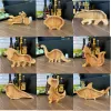 Aquariums Wooden Animal Piggy Bank Cute Dinosaur Pig Cat Fish Bear Animal Money Boxes Coin Piggy Bank Desktop Ornament Coin Storage Tank