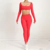 Set Lu Yoga Align Winter Sport Two Piece Sportwear Suit Workout Clothes for Women Outfit Fiess Long Sleeve Top wear Lemon Gym Running Work