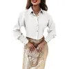Blouses pour femmes Femmes chemises à poitrine mono-poitrine Solid Color Cardigan Blouse Top avec conception de collier pour l'automne OL