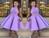 Celebrity High Neck Prom Dresses 2017 Short ALine TeaLength Fashion Party Dress With Applique Teen Girl Evening Gowns Cocktail D3765230