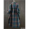 Plus size jurken dames casual plaid butt print lg mouw shirt blouse x6nc drop levering kleding dhrhb