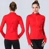 LU-088 Veste Veste de vêtements de yoga féminin Veste d'exercice Veste de fitness rapide Drying Sportswear Top Couleur solide Zipped SportswearSwear Sportswear Hot