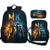 Backpacks 3pcs/set Mortal Kombat Backpack Teenage Boys Girls Orthopedic School Bags for Kids Students Chlidren Book Bag