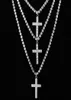 Unisex Men039s Stainless Steel Pendant Necklace CZ Cubic Zircon Cross Hip Hop Cluster Simulated Diamond Tennis 455060cm Chain8496712