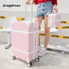Carry-Ons New Retro Rolling Luggage Set spinner women travel suitcase bag on wheels ABS password box trolley carry on trunk fashion valise