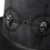 Berets Steampunk Top Hut Halloween Kostüm Cosplays Gothics Party Accessoire Requisiten Schwarze Imitation Leder für Männer Drop