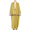 Etniska kläder Elegant Bright Satin Batwing Sleeve Cardigan Robe Modest Muslim Dubai Plus Size Kimono Open Abaya Dress Corban Eid Ramadan