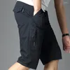 Calça masculina verão verão solto casual shorts de algodão puro masculino de cor sólida moda de bolso de bolso de joelho All-Match Homens curtos calças curtas