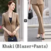 Dames tweedelige broek Slim Blazer en Flare Set Work Pantsuits Office Lady Suit Spring Summer Outfit Ol 2 PCS Business Interview Uniform