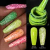 Reflective Glitter Gel Nail Polish Champagne Silver Pink Semipermanent Varnishes Soak Off UV LED Art Decoration 240418