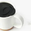 Nordic Ceramic Coffee Cup with Lid Cork Bottom Tea Milk Beer Mug Couple Water Home Office Drinkware Kitchen Accessories 240418