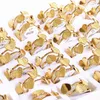 Clusterringe Großhandel 30pcs/Los exquisit vier Schmetterling Gold-plattierte Edelstahl Frauen Vintage Bohemian Style Boutique Schmuck Schmuck