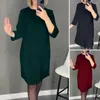 Robes décontractées de style midi élégant en maille longue manche longue pour les femmes