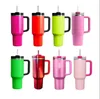 US Stock Limited Edition The Quencher H2.0 40oz Mugs Cosmo Pink Parade Tumblers Isolated Car Cups Termos Neon Black Cups Pink Sparkle