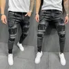 Men jeans Hip Hop Ripped Slim Stretch Pants Spring and Autumn Fashion Club pojkvän Kläder av hög kvalitet Jeans S-3XL 240411