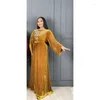 Ethnic Clothing Yellow Velvet Logo Dubai Kaftan Abaya Wedding Dress Very Fancy Long