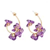 Boucles d'oreilles en peluche élégante violet pour femmes gilrs rond ramiement tassel bijoux de vacances