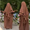 Ethnische Kleidung bescheidene muslimische Eid -Kapuze 2 -Stück Abaya Frauen Kopfschmuck Khimar Maxi Kleid Set Gebet Kleidungsstück Ramadan Burqa Arabische Robe Roben