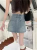 Röcke sexy Frauen hohe Taille Jeans Rock Koreanische Mode Taschen eine Linie mini Sommer weiblich harajuku Vintage Short Jean