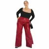 Womens Plus Size T-Shirt Women Shiny Patent Leather Trousers 7Xl High Waist Faux Latex Straight Pants 8Xl With Pocket Flare 9Xl Clubwe Dh6Lr