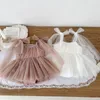 Mädchenkleider Sommer Baby Strampler Set Spitze Polka Punkte Kleinkind Prinzessin Kleider Kind Girls Bodysuit 0-24 m