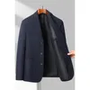 Business Fashion Mens Gentleman Gentleman Wool Trend Slim Hong Kong Style British Casual Wedding Blazer 240407