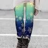 Leggings femminile 2024 Modello di fiocchi di neve in alce natalizio ad allenamento in vita ad alta vita Leggins Pantaloni fitness pantaloni