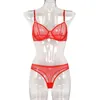 Reggiseni set faticosi set di lingerie set donna 2 pezzi sexy mesh mesh biancheria bianche trasparenti bilizna rossa spingta reggisella di reggiseno intimo