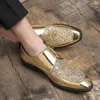 Sapatos de vestido Men mocassins de ouro Pu Splice Buckle Black Business Leisure Banquet Fashion Stylist Tamanhos grandes 38-48