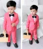 Broek Flower Boys Wedding Suit Kids Formele jasbroek 2 stks kledingset kinderen dans feest optreden smoking jurk kostuum