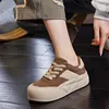 Sıradan Ayakkabı Kadınlar İçin Orijinal Deri Kahverengi 2024 Kış Ekmek Düz Topuk Plus Kadife Spor ayakkabıları