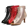 Dance Shoes SWDZM Ladies Ballroom Boots Satin Net Jazz Girls Sexy Pole