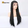 Europäische und amerikanische Mode gefälschte Hochtemperatur Chemische Faser Drei Stränge kleine Dreadlocks 13x4 Schwarz vordere Spitzenperücke Glueless Perücke Windy Black Curly Hair