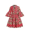 Africa Digital Printing Womens Automn Robe Three Quarter Lotus Leaf Sleeve Small-Neck Robe Robe Spot Wholesale 240408