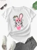 Women's T-Shirt Rabbit Print Crew Neck T-Shirt for Women - Casual Short Slve Top for Spring Summer Y240420