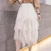 Jupes femmes jupe en tulle féminin élégant avec une taille haute taille à taille élastique ourlet midi élégant pour la mode de streetwear