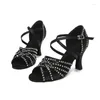 Dansschoenen SWDZM Rhinestone Women Latin Salsa Girl Dancing Black Shiny Ballroom For Girls Ladies