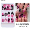 Falso unhas 24pcs Curto Falido Patch Halloween Pumpkin Ghost Bat impresso Fake Nail Capa completa capa de acrílico artificial vestível Dicas Y240419 Y240419