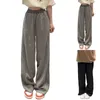 Pantaloni da donna strisce laterali vintage casual copertura sciolta di carne ovest largo più dimensioni yoga lunghe per donne