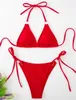 Swimwear pour femmes sexy 2 pièces Triangle Bathing Issue Halter Top Tie Side Blong Bikini Bassons de maillot