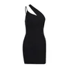 Strickkreuzkörper Design -Schlupfkleid für Frauen Frühling schwarz sexy schlanke Fitscheide