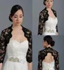 Vintage Black Lace Wedding Bridal Bolero Jacket Cap Wrap Shrug Custom Satin Half Sleeve Front Open Jacket for Wedding Evening Dres2721956