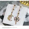 Orecchini a pennaglie Boemia Golden Long Star Moon Nappel per donne blu cz pietra piercing goccia goccia di gioielli regalo