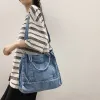 Misportés Sacs fourre-tout en denim pour femmes High Street Sac à épaule bagasse Femme Sac de banlieue Eco Sac coréen Canvas Messenger Sac Y2k Satchel