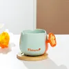 머그잔 창조적 인 세라믹 컵 일본 꽃 정원 스타일 머그잔 사무실 소규모 용량 애호가 커피 밀크 컵