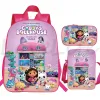 Rugzakken schattige Gabby's Dollhouse Schoolbag -rugzakken voor studenten Girls Back to School Gift Knapsack 3 PCS Set Children School Tassen
