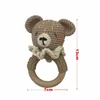Baby Rattle Crochet Bear Teether med Bells Pacifier Chain Born Montessori Education Toy Troe Rings Toys 240407