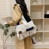 Shoulder Bags Large Capacity Patchwork For Women Fashion Contrasting Colors Package French Art Fan Elegant Female Handbags