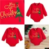 Rompers Infant Baby Girl Boy Christmas Bodysuit Long Sleeves Santa Letter Print Jumpsuit 3-18M 230811 Drop Delivery Kids Maternity C Dhbit