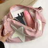 Shoulder Bags Women Canvas Messenger Bag Versatile Star Adjustable Strap Pentagram Satchel Zipper Tote Student Book